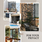 outsunny decorative outdoor privacy screen see-through fence panel showing dimensions
