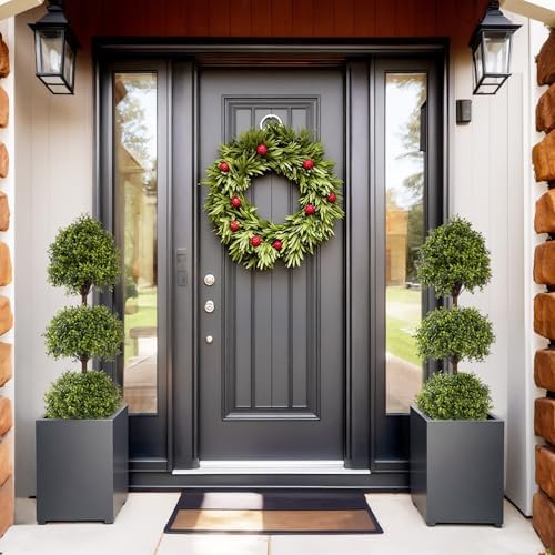 the bloom times 55" tall artificial boxwood triple, close-up detail