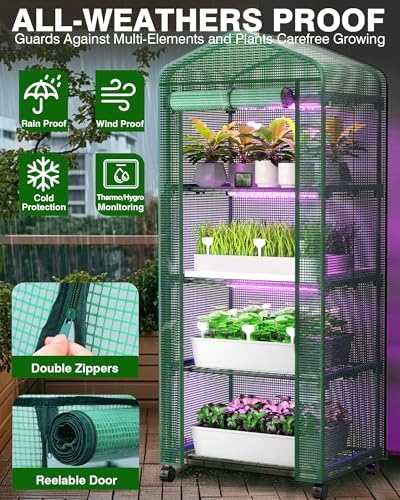 pyy mini indoor greenhouse with grow light shown in use