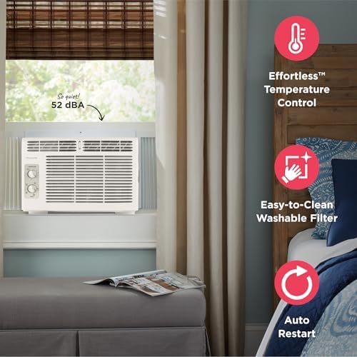 frigidaire 5,000 btu window-mounted air conditioner, cools up, side view
