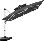 ABCCANOPY Patio Umbrella Cantilever Double Top Outdoor Offset Umbrella with 360° Rotation