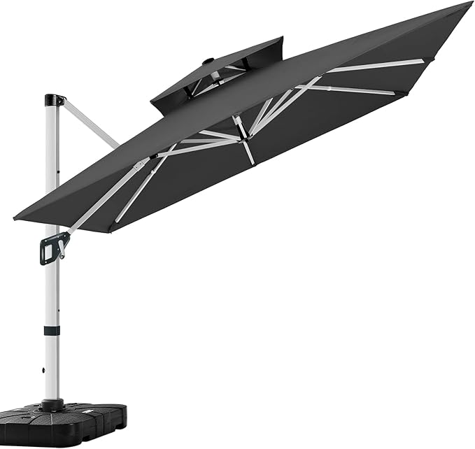 ABCCANOPY Patio Umbrella Cantilever Double Top Outdoor Offset Umbrella with 360° Rotation