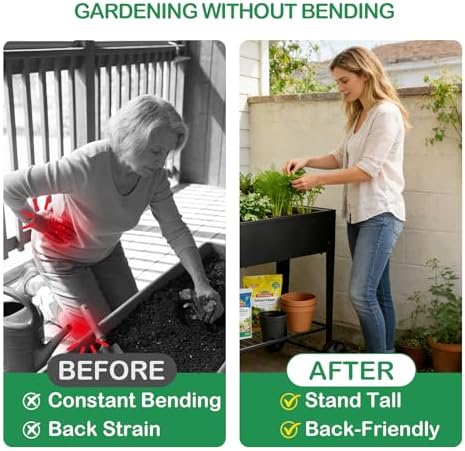 31.5" tall elevated mobile raised garden bed with, front angle view