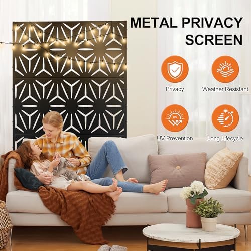 71" h freestanding metal privacy fences for outside showing dimensions