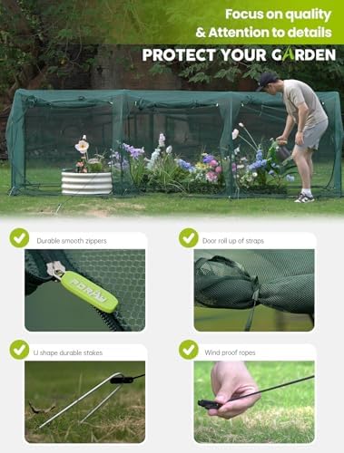 poray large 12.3x4ft tunnel plant netting cover,4.1ft tall, package contents