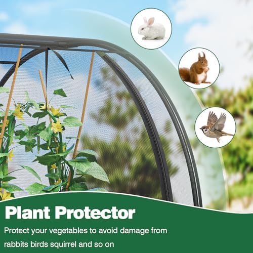 98x49x49in garden plant netting mesh cover for raised shown in use