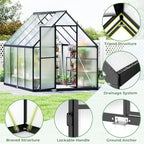 jocoevol 6x8ft galvanized steel greenhouse,walk-in green house for, side view