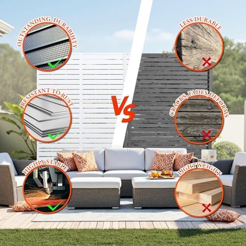metal privacy screen outdoor, heavy-duty galvanized steel free, side view
