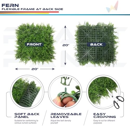 windscreen4less 3 pcs 20"x20" artificial boxwood panels faux, close-up detail