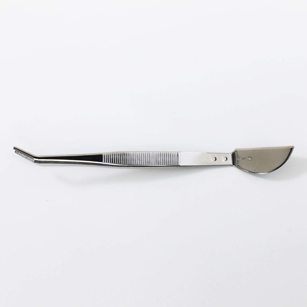 Wazakura Bonsai Curved Tip Tweezer with Spatula MADE IN JAPAN 8-1/4in(210mm) Stainless Steel