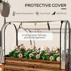 outsunny raised garden bed with cover and storage, close-up detail
