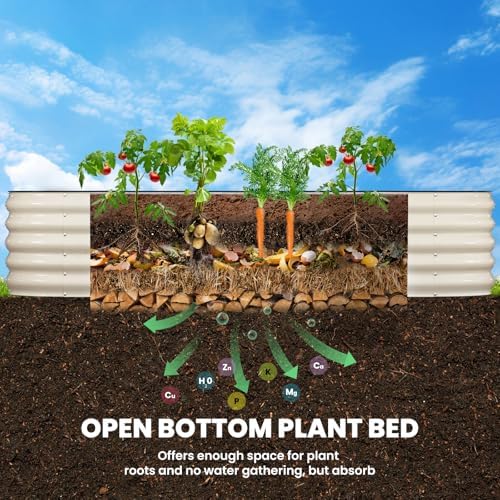 pattiumo galvanized raised garden bed 8×2×1.5 ft, round shown in use