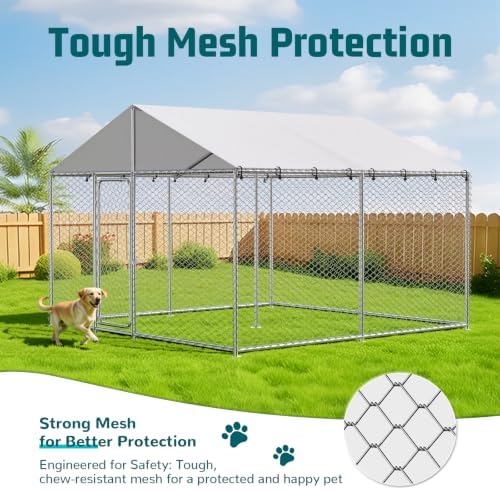10x10 ft dog kennel outdoor,dog run,dog enclosure with, side view