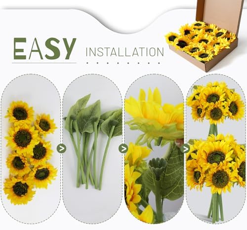 realistic silk sunflowers artificial flowers,12.6''fake sunflowers with adjustable, side view