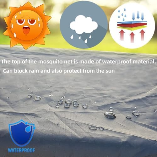 6.7x6.7x4.1ft outdoor mosquito netting for swing/patio, three-person large showing dimensions