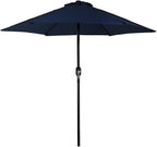 Sunnydaze Outdoor Patio Umbrella - Polyester Table Market Umbrella with Push-Button Tilt and Crank - 6 Sturdy Ribs - Blue - 7.5ft