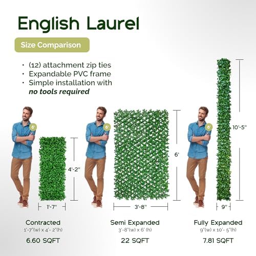 natrahedge 20''x50'' artificial privacy grass wall decor, laurel, side view