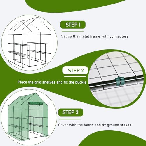 outvita walk-in greenhouse, 3 tiers 8 shelves, durable on a desk or shelf