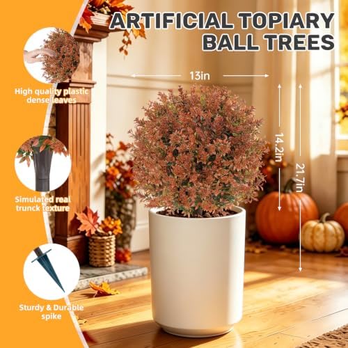 artificial fall topiary ball outdoor trees,uv resistant, close-up detail