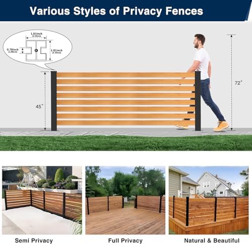 45" aluminium privacy fence line post, 4 pack showing dimensions