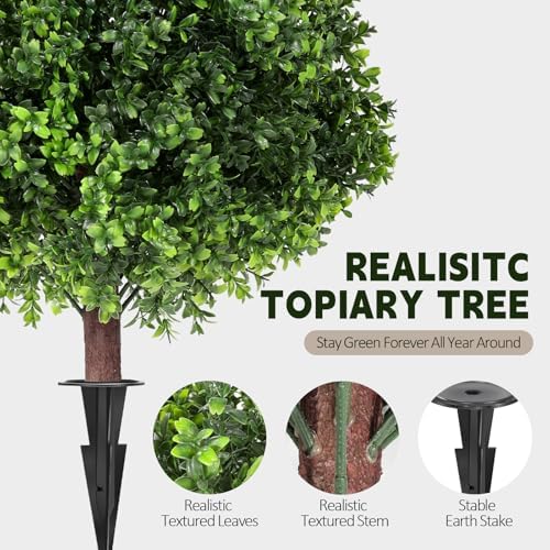 ladyrosian artificial boxwood topiary tree, 25 inch 2, close-up detail