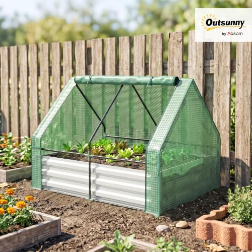 outsunny 4 x 3ft metal planter box with shown in use