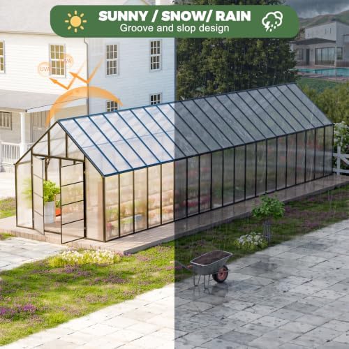 cdcasa 40x10x10 ft polycarbonate greenhouse for outdoors w/9 showing dimensions