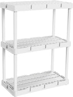 Gracious Living 3 Shelf Knect-A-Shelf Solid Light Duty Storage Unit 12 x 24 x 33" Organizer for Home, Garage, Basement & Laundry, White