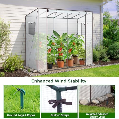 ohuhu tomato greenhouse for outdoors: portable lean to, side view