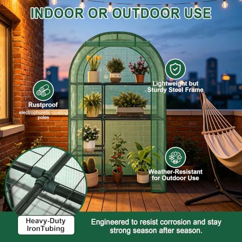 4-tier mini greenhouse for outdoors, 40" x 18" showing dimensions