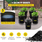 vevor 5 buckets dwc hydroponic system, 5 gallon, close-up detail