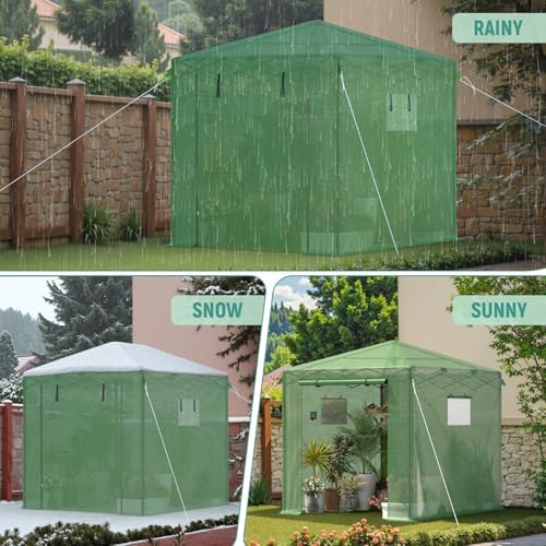 8x6 ft walk‑in green house for outdoors, pop‑up, front angle view