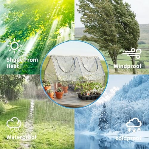 portable mini greenhouse, 47"x24"x24" greenhouses for outdoors with showing dimensions