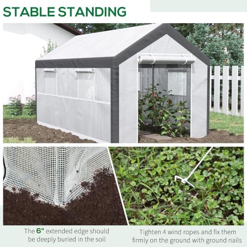outsunny 12' x 7' x 7' greenhouse walk-in showing dimensions