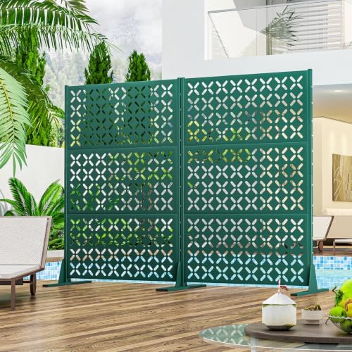 metal outdoor privacy fence 72" h×45.7" w balcony, side view