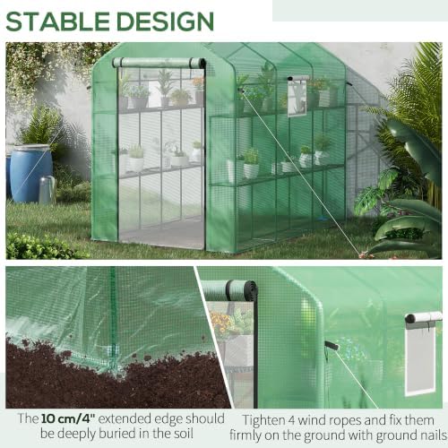 outsunny 7' x 5' x 6' walk-in greenhouse, side view