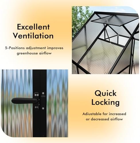 5.5x4ft greenhouse with thermometers, small greenhouse for outdoors showing dimensions