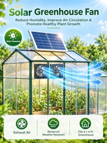 16" solar powered fan with battery & timer,chicken showing dimensions