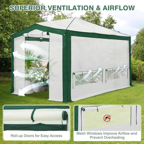 eagle peak 12x8 walk in pop up greenhouse shown in use
