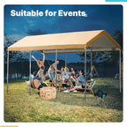 carport replacement canopy cover for car tent top, front angle view