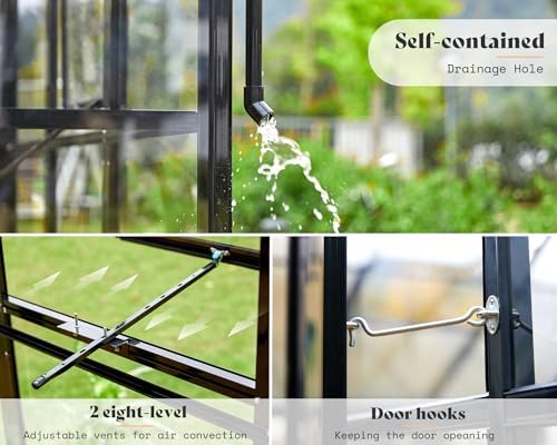 amerlife 14x9.5x9 ft hybrid polycarbonate greenhouse quick-connect assembly on a desk or shelf