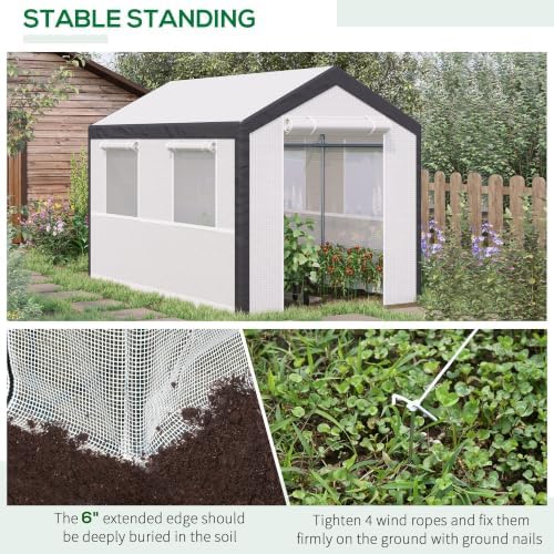 outsunny 10' x 7' x 7' greenhouse walk-in showing dimensions