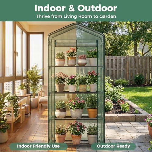 sweetcrispy 27"x19"x63" mini greenhouse, with zipper door durable, side view