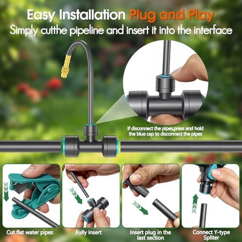 98ft 1/2" drip irrigation system kit with water, package contents