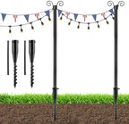 String Light Poles for Outside, 11 Feet Lights Poles with Mount Anchor, 2 PCS Outdoor Lighting Poles Hanging Backyard Garden Party Wedding Decorations, Heavy Duty Metal Stand Posts for Bistro, No Rust