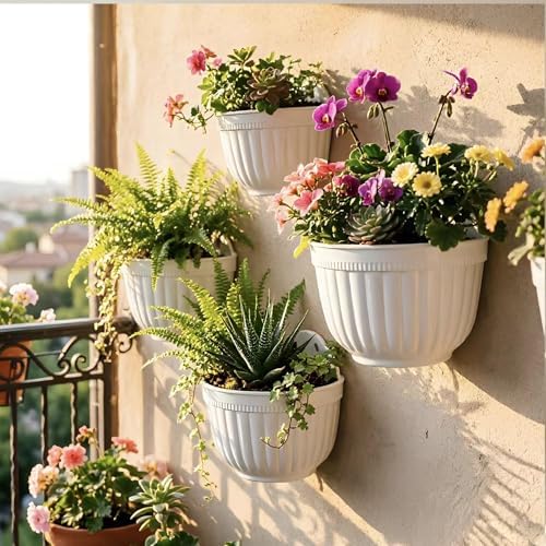 resin wall hanging planter pots vertical garden living shown in use