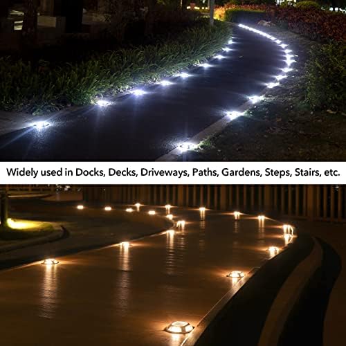 AGPTEK Solar Driveway Lights Outdoor 12 Pack, 2 Color Modes LED Deck Dock | Marine Waterproof Driveway Marker Lights for Step Sidewalk Stair Garden Pathway Walkway Yard (Warm White/Cool White)