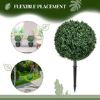 homcom 1.3ft (15.7") artificial boxwood topiary ball bush, close-up detail