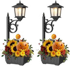 2 Pack 2-in-1 Outdoor Flower Pots, Solar Post Lamps Waterproof, Solar Lamp Post Lights, Wall Mount or Freestanding, Outdoor Decorative Lamp for Garden, Patio, Front Porch, Back Door, Warm White