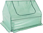 sunnydaze steel raised garden bed with mini greenhouse on a desk or shelf